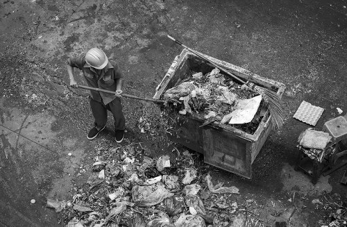 Construction site with waste materials